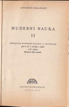 Antonín Dolinský: Hudební nauka II