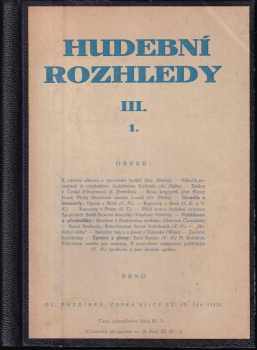 Hudební rozhledy, ročník 3. 1926-1927