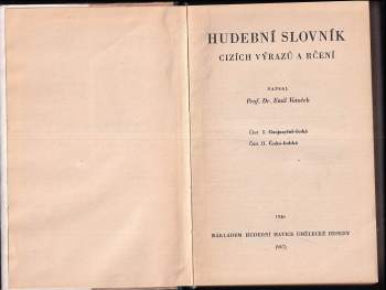 Emil Votoček: Hudební slovník cizích výrazů a rčení