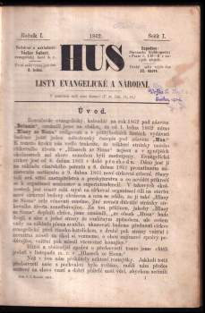 Vácslav Šubert: Hus - Listy evangelické a národní - ročník I. - čísla 1 - 9