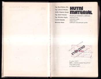 Lubomír Walder: Hutní materiál