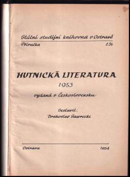Hutnická literatura 1953 vydaná v Československu