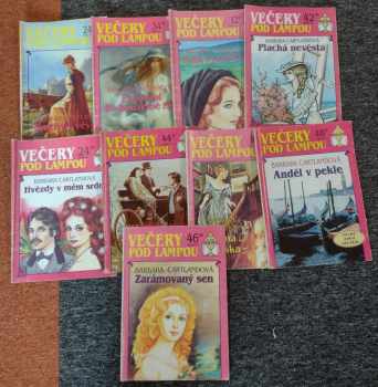 KOMPLET Barbara Cartland 9X Protivný vévoda + Putování do kouzelné říše + Malá vyzvědačka + Plachá nevěsta + Hvězdy v mém srdci + Intriky a láska + Vojna a láska + Anděl v pekle + Zarámovaný sen