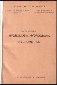 Oto Dub: Hydrológia, hydrografia a hydrometria