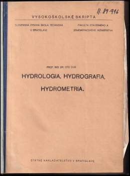 Oto Dub: Hydrológia, hydrografia a hydrometria