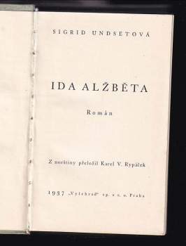 Sigrid Undset: Ida Alžběta