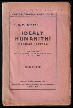 Tomáš Garrigue Masaryk: Ideály humanitní
