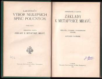 Immanuel Kant: Immanuela Kanta Základy k metafysice mravů