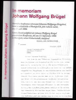 Johann Wolfgang Brügel: In memoriam Johann Wolfgang Brügel