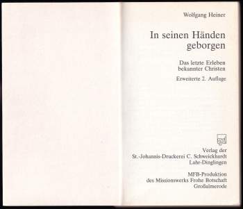 Wolfgang Heiner: In Seinen Händen geborgen