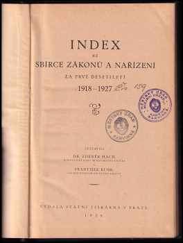 Index ke Sbírce zákonů a nařízení za léta 1918-1927