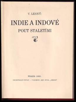 Vincenc Lesný: Indie a Indové