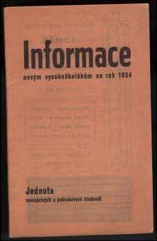 : informace novým vysokoškolákům na rok 1934