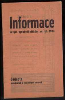 informace novým vysokoškolákům na rok 1934