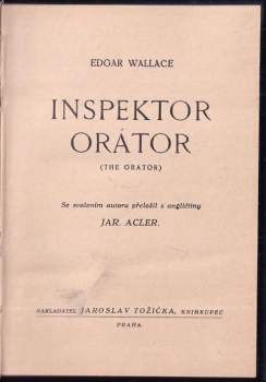 Edgar Wallace: Inspektor Orátor