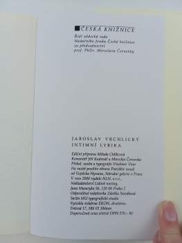 Jaroslav Vrchlický: Intimní lyrika