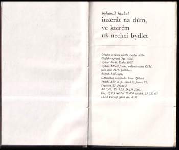 Bohumil Hrabal: Inzerát na dům, ve kterém už nechci bydlet