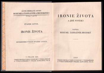 Bohumil Zahradník-Brodský: Ironie života a jiné povídky