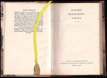 Jaroslav Pokorný: Italská renesanční lyrika