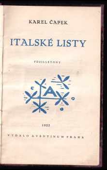 Karel Čapek: Italské listy