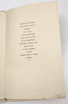 Karel Čapek: Italské listy