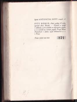 Antonín Sova: Ivův román