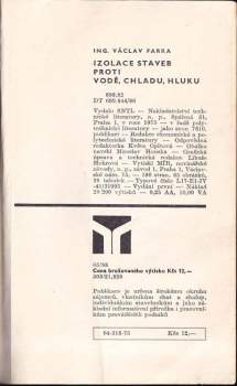 Václav Farka: Izolace staveb proti vodě, chladu, hluku