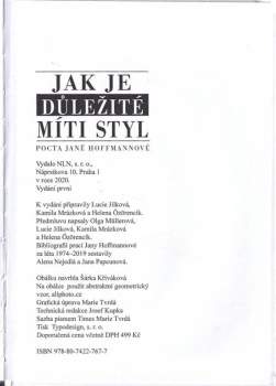 Jana Hoffmannová: Jak je důležité míti styl