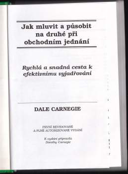 Dale Carnegie: Jak mluvit a působit na druhé při obchodním jednání