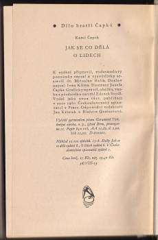 Karel Čapek: Jak se co dělá ; O lidech