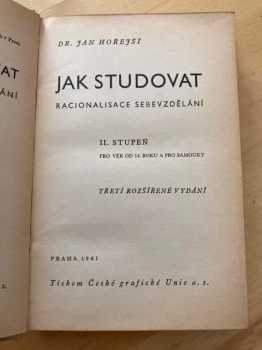 Jan Hořejší: Jak studovat