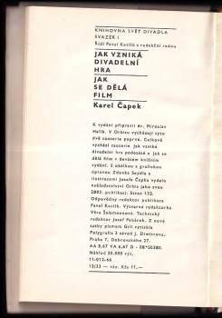 Karel Čapek: Jak vzniká divadelní hra ; Jak se dělá film