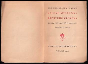 K Jerome: Jalové myšlenky lenivého člověka