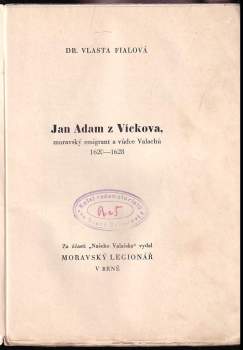Vlasta Fialová: Jan Adam z Víckova