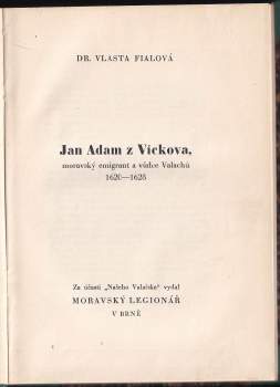 Vlasta Fialová: Jan Adam z Víckova