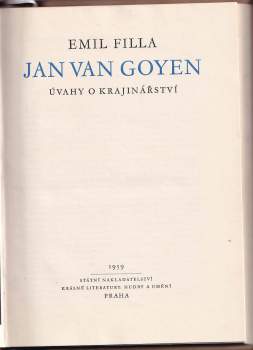 Emil Filla: Jan van Goyen