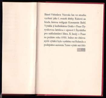 Vítězslav Nezval: Jan ve smutku - BIBLIOFILIE
