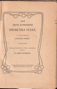 Jan Amos Komenský: Jana Amose Komenského Didaktika velká