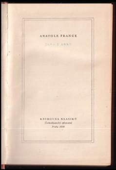 Anatole France: Jana z Arku
