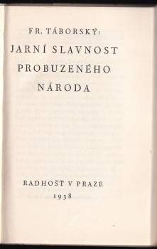 František Táborský: Jarní slavnost probuzení národa