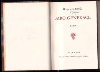 Benjamin Klička: Jaro generace