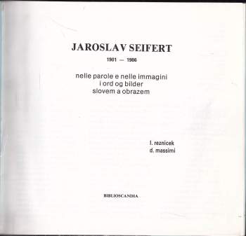 Ladislav Řezníček: Jaroslav Seifert 1901-1986
