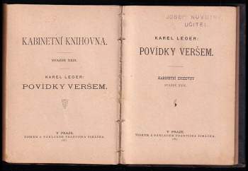 Karel Leger: Jasem i stínem - Čásť I + Povídky veršem