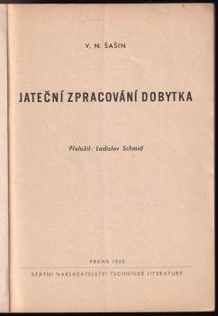 Vladimir Nikolajevič Šašin: Jateční zpracování dobytka