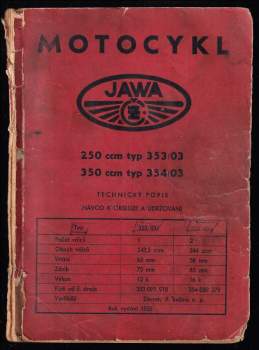 JAWA motocykl 250 ccm typ 353/03 - 350 ccm typ 354/03