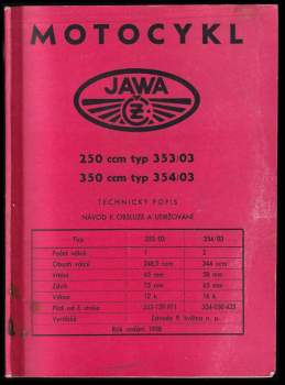 JAWA motocykl 250 ccm typ 353/03 - 350 ccm typ 354/03