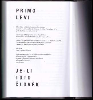 Primo Levi: Je-li toto člověk