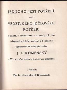 Jan Amos Komenský: Jednoho jest potřebí