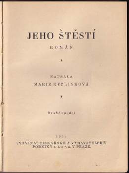 Marie Kyzlinková: Jeho štěstí