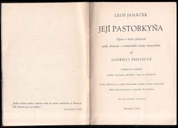 Leoš Janáček: Její pastorkyňa